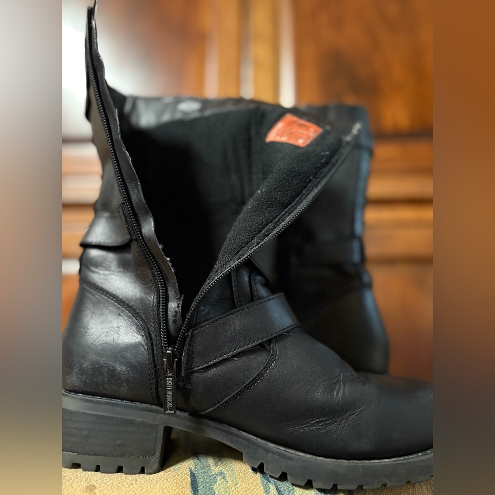Harley-Davidson Black Leather Buckle Boots Size 10 - Picture 9 of 11